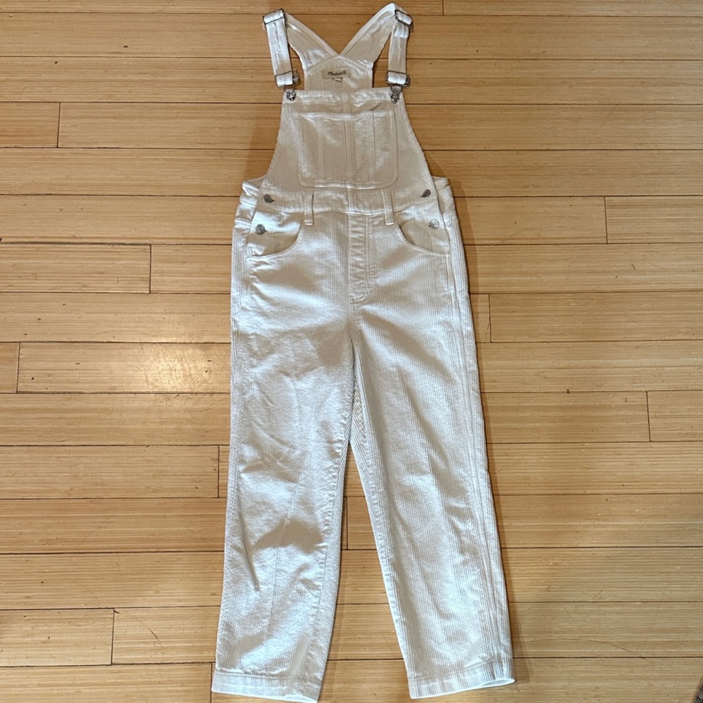 Women's Cream Corduroy Overalls